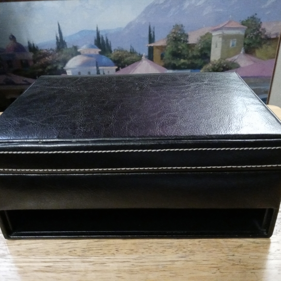 💍Vintage Blue Leather & Velvet Jewelry Box. With Draw,Size - Picture 10 of 16